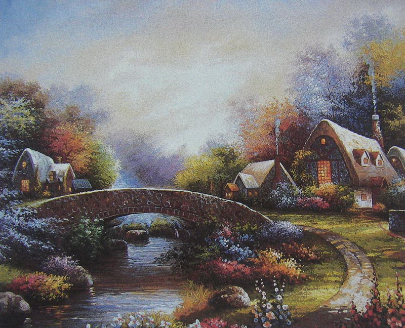 Garden Scenery Oil Painting